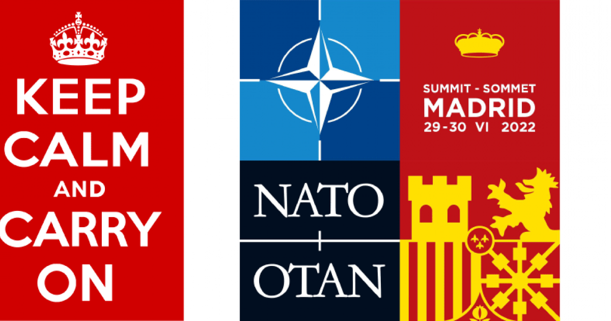 El logotipo de la Cumbre de la OTAN en Madrid lanza un guiño al lema  británico de la II Guerra Mundial