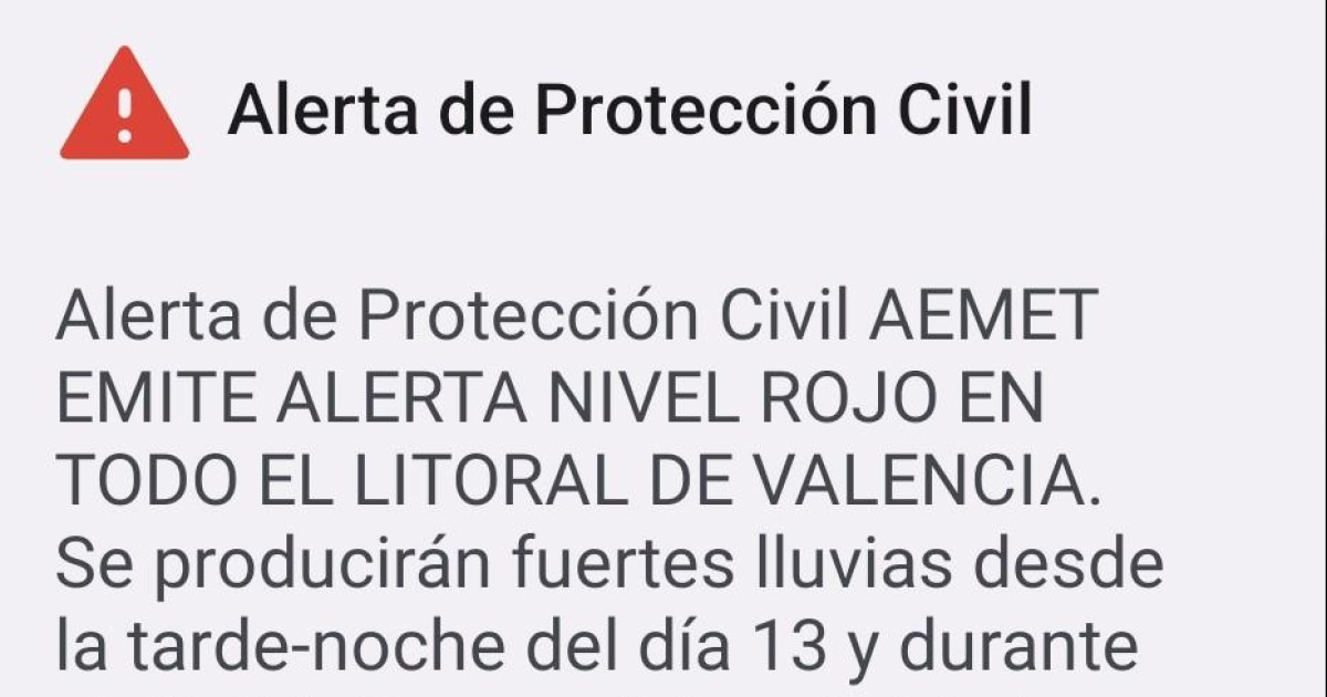 La Generalitat envía una nueva alerta después de que la Aemet eleve a ...