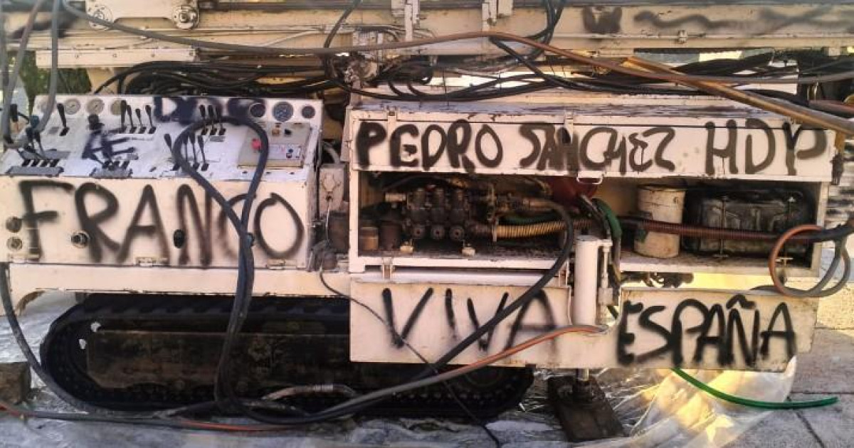 Aparecen vandalizadas las máquinas perforadoras que comenzaron a trabajar ayer en el Valle de los Caídos