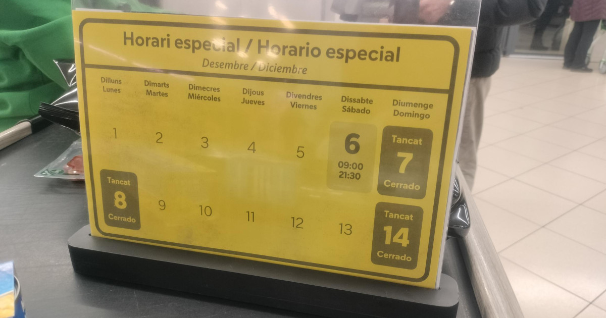 Mercadona anuncia cambios en los horarios de sus supermercados a partir de diciembre