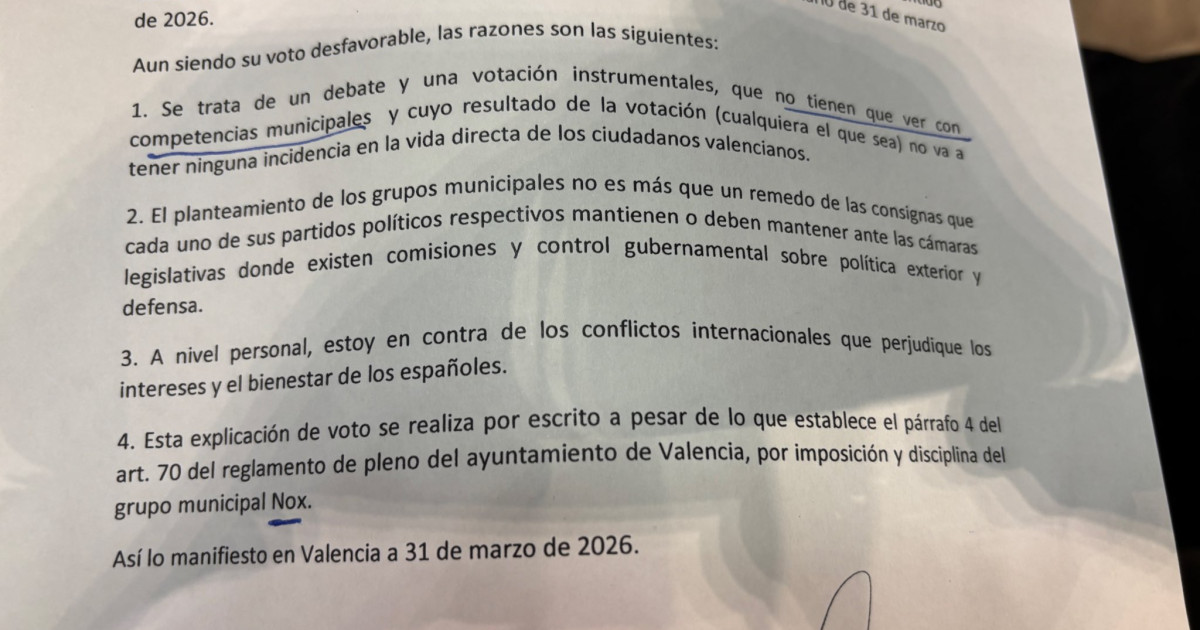 Dos concejales de Vox en Valencia presentan un voto particular en el ...